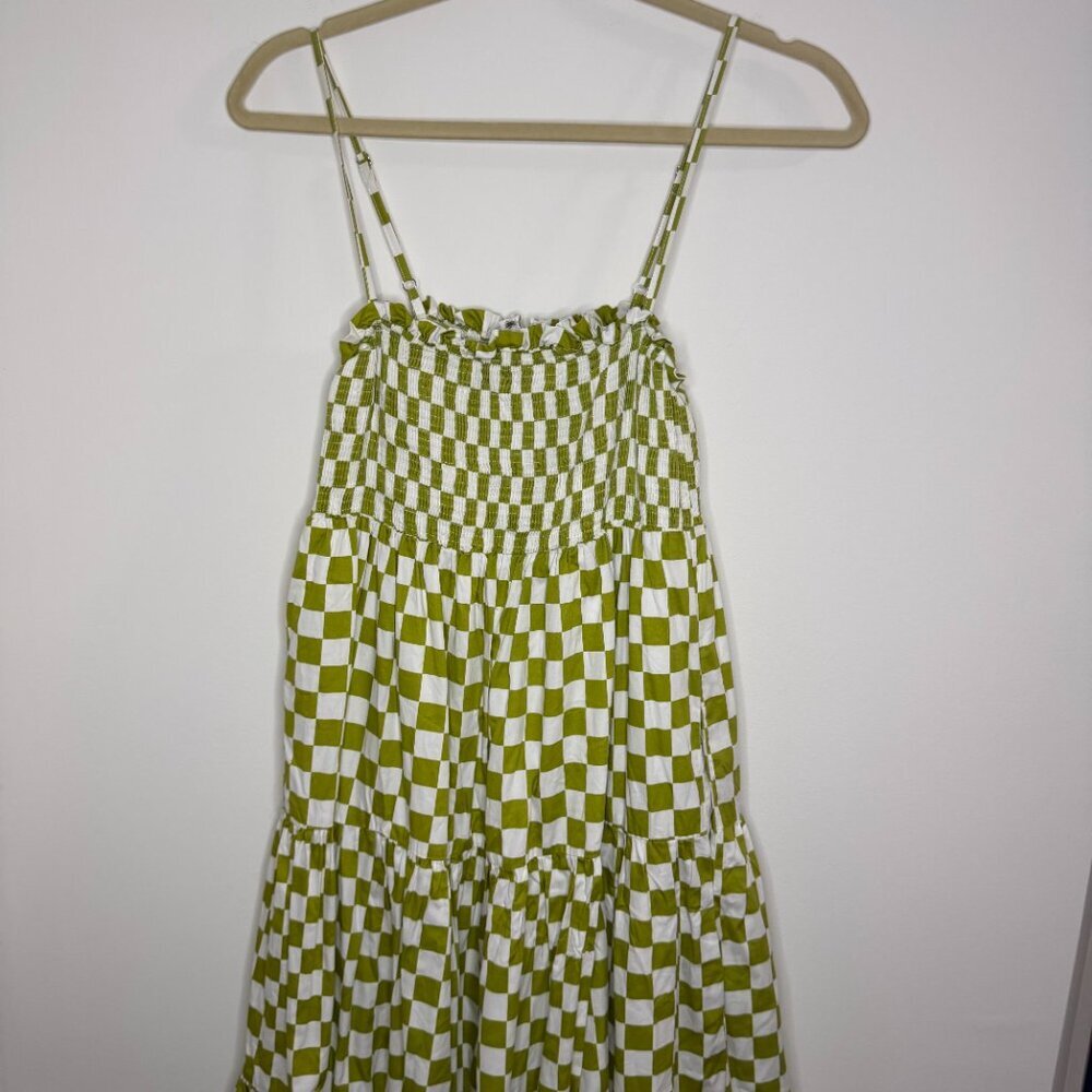 En Saison Gingham Smocked Tiered Midi Dress Summer - Medium - Picture 3 of 8